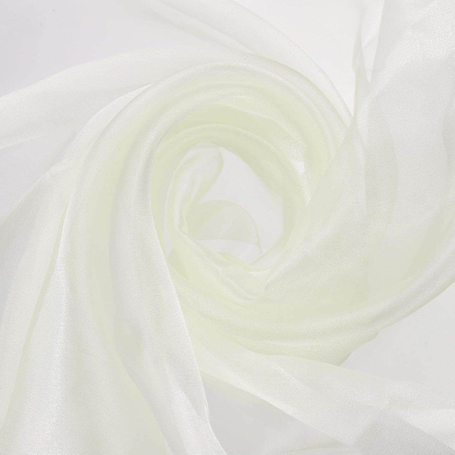 MECCANIXITY Iridescent Sheer Organza Fabric, 2 Yards x 59 Inches Solid Holographic Shiny Fabric Organza Cloth for Wedding, Curtains, Costume, Photo Background, Beige