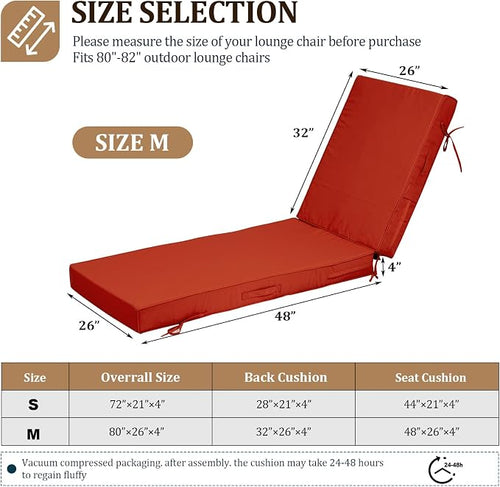 80x26x4in Lounge Cushions for Outdoor Furniture, Outdoor Lounge Chair Cushions - Image 2