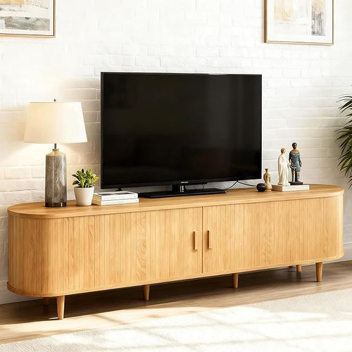 70" Mid Century Modern TV Stand, Wood TV Consoles by Unknown