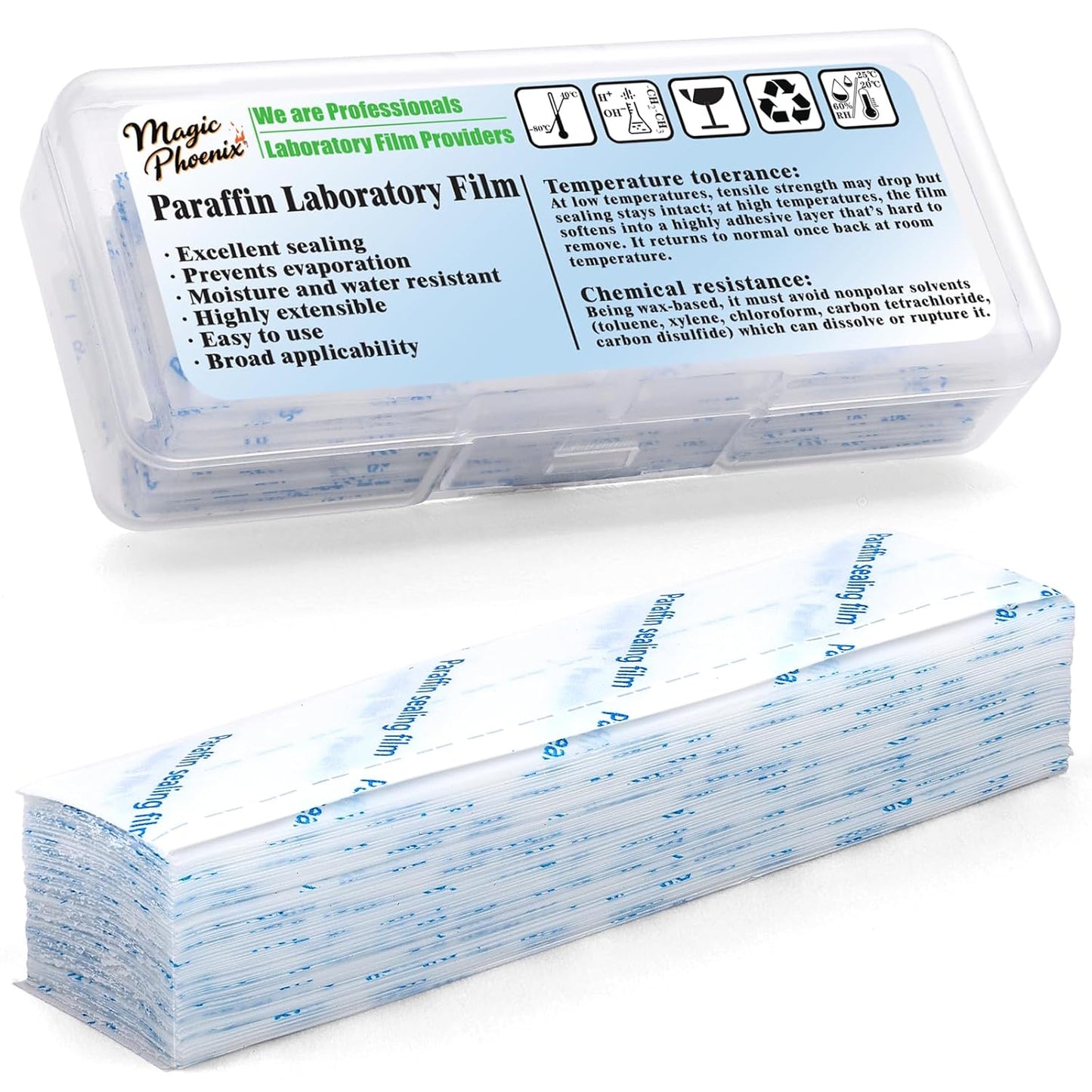 Lab Sealing Film Sheets, 1.2 inches (3cm) × 4 inches (10cm) (100pcs), Pre-Cut Plastic Wrap in Hard Case for Petri Dishes, Labware, Cryo Storage, Plant Grafting (BM-PSF-03)