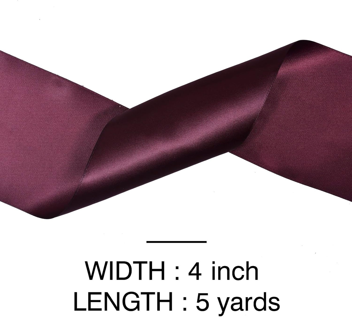 YAMA Burgundy Double Faced Satin Ribbon, 4 Inch 5 Yards, Great for Crafts Bows Flower Bouquet Wedding Home Decor Gift Wrapping
