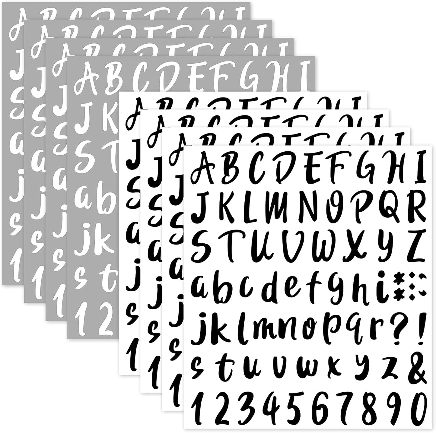 Outus 576 Pieces 8 Sheets Letters Stickers Self Adhesive Vinyl Letter Alphabet Number Stickers Mailbox Numbers Sticker, Decals for Classroom Decor, Sign, Door(Black, White,1 Inch)