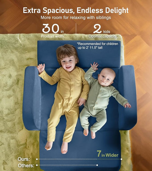 3-in-1 Extra Wide Convertible Kids Couch, Flip Open Toddler Couch to Lounger - Image 2