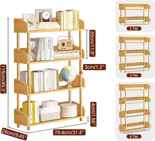 4-Tier Wooden Bookshelf, Modern Open Bookcase - Image 2