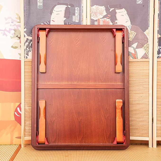 Folding Table Low Wooden Dining Table, Hand-Painted Korean Tatami Tea Room Table - Image 2