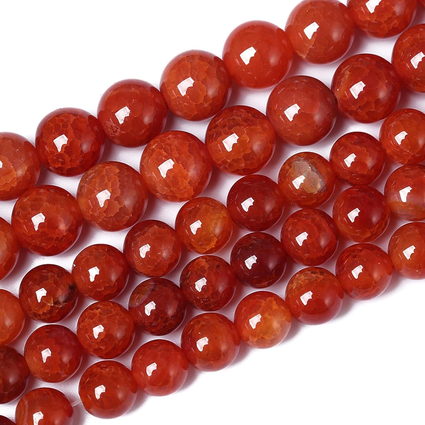 12mm 32pcs Natural Red Dragon Vein Agate Stone Beads for Jewelry Making Energy Healing Round Beads DIY Bracelet Necklace Accessories 15" (12mm, Red Dragon Vein Agate)