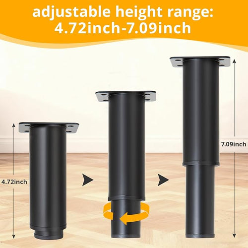 4-piece Adjustable Furniture Legs Set, Adjustable in Height from 4.72 inches to - Image 2