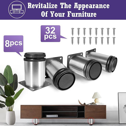 3 Inch Metal Furniture Legs Stainless Steel Adjustable Legs Silver Table Legs - Image 2