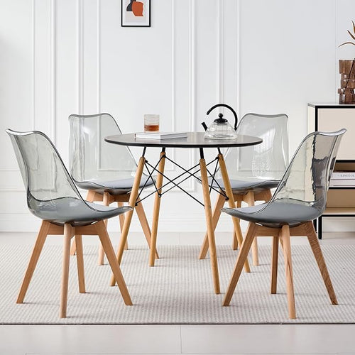 5-Piece Round Dining Table Set, Small Kitchen Table Chairs Set of 4 Space by LECAFURHL