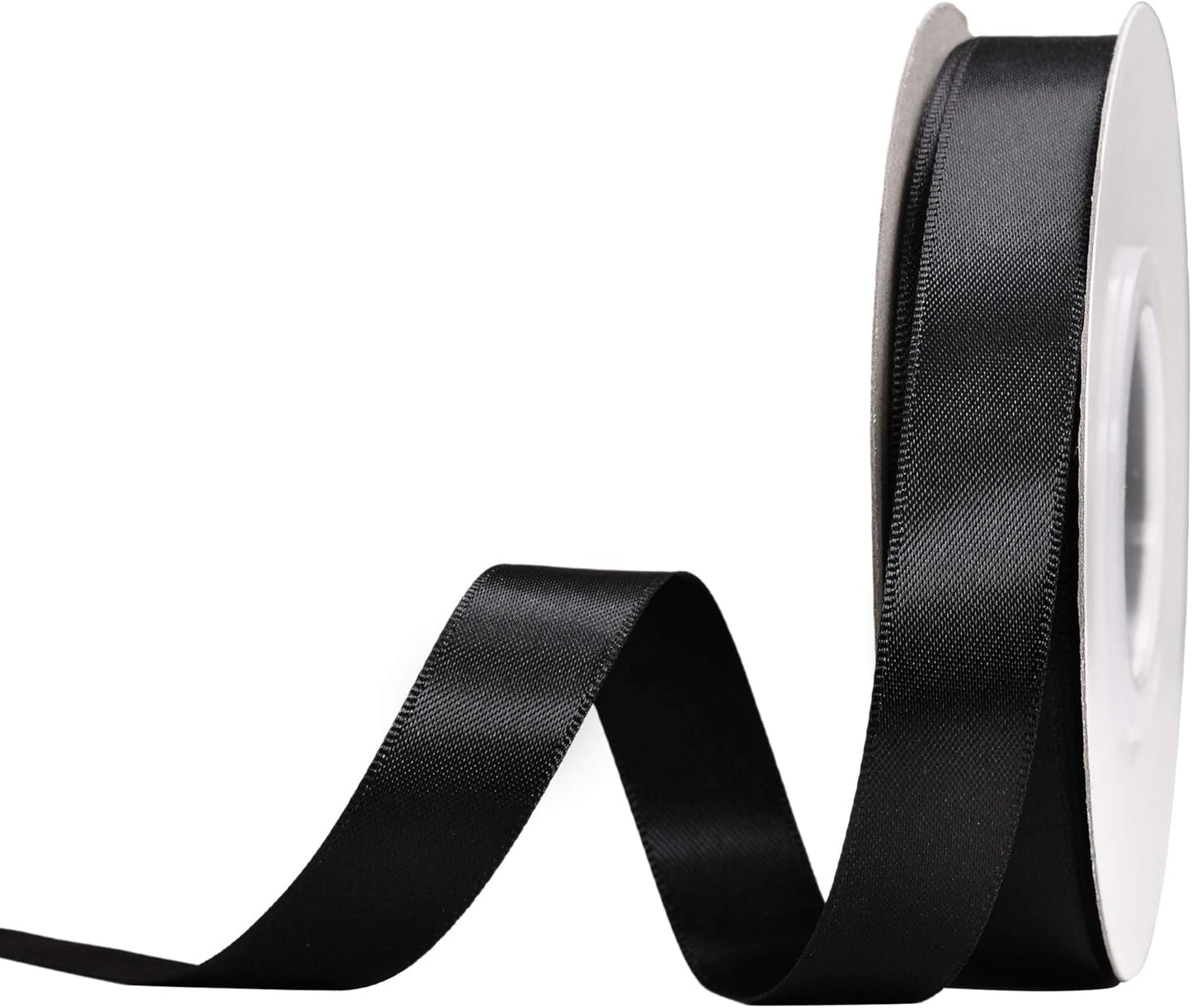 YAMA Black Double Face Satin Ribbon 5/8" 25 Yards Black Ribbon for Gift Package Wrapping,Floral Design,Hair Bow Clip Making,Crafting,Sewing,Wedding Decor