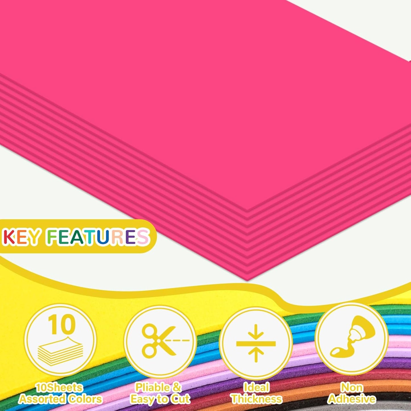 10 Pack Foam Sheets Craft 8 x 12 inch, Eva Color Foam Paper for Art Crafts Projects, Classrooms Scrapbook Gift DIY Cutters Card Party Decoration (Peach Pink)