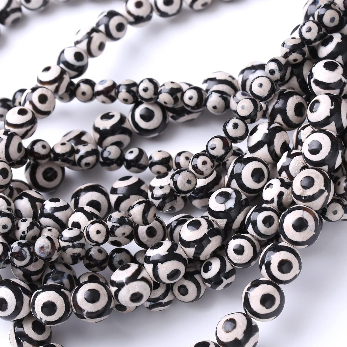 45PCS 8MM Natural Tibetan Stone Beads Round Loose Stone Beads for Jewelry Making DIY Energy Stone Healing Power Bracelet 15"