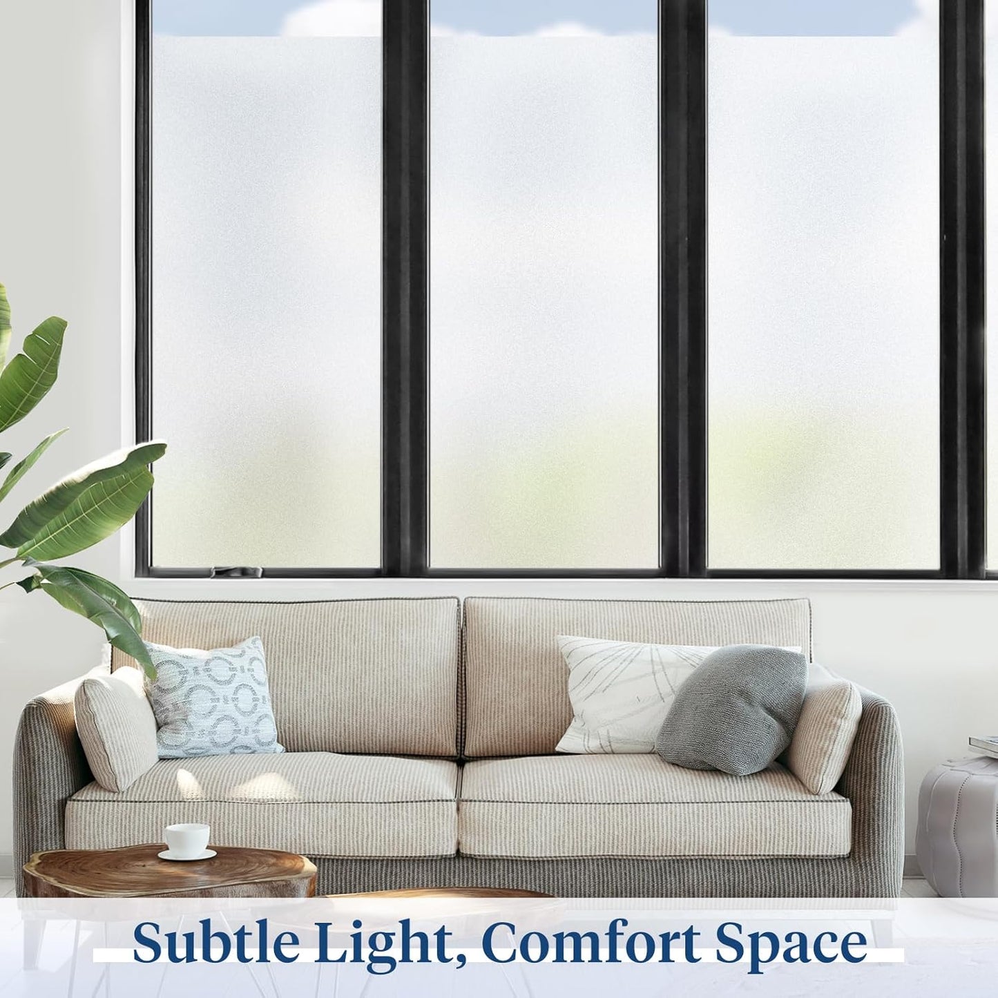 Haton Window Privacy Film Frosted Glass for Bathroom, Static Cling UV Sun Blocking Window Clings, Opaque Decorative Coverings Removable Sticker Heat Control Tint for Home Door, Pure 35.4" x 157.4"
