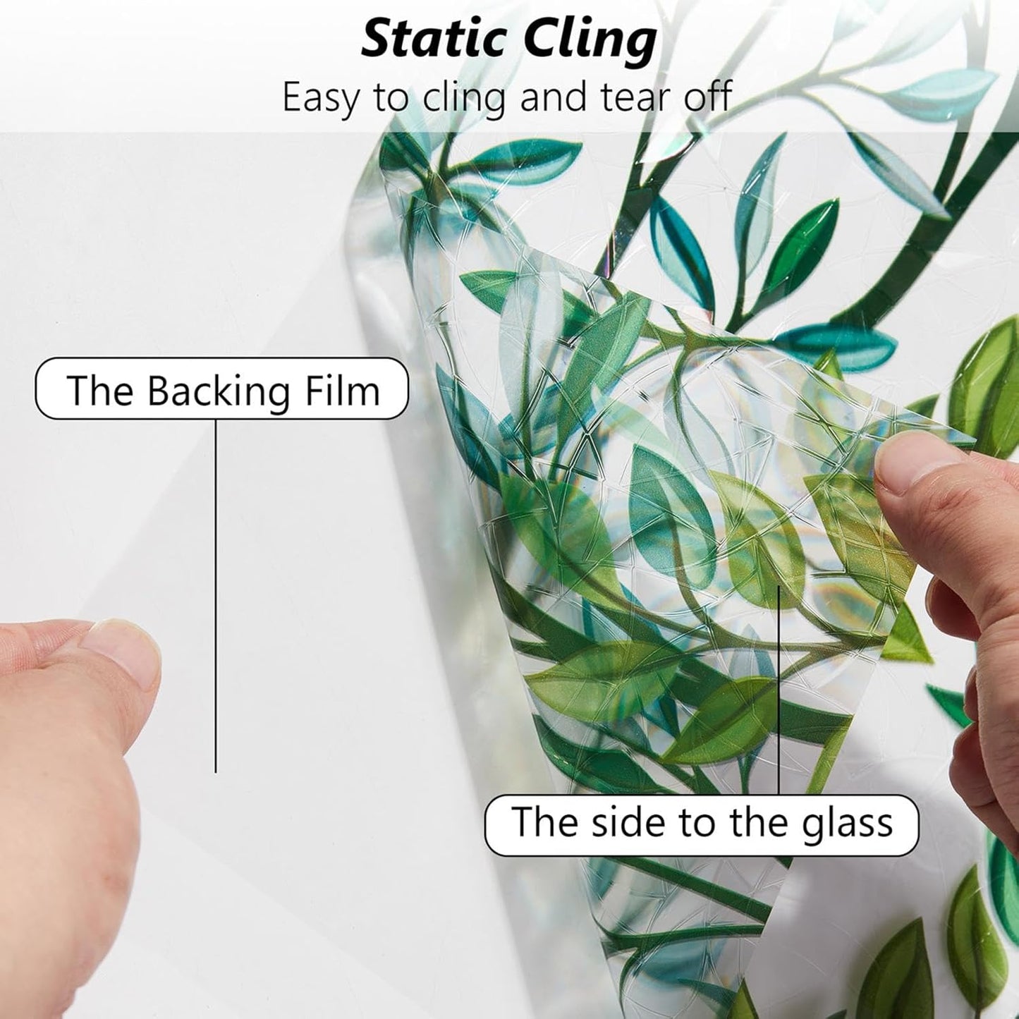 Finnez Window Privacy Film 3D Static Cling Window Film, No Glue Heat Control & 96% UV Blocking for Home Office, Decorative Frosted Glass Cover 45.2 Inch x 6.5 Feet