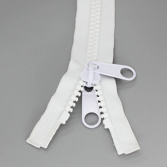 Leekayer 2PCS #10 30 Inch Heavy Duty Zippers for Sewing Separating Large Plastic Zippers White Tape with Double Pull Tab Slider, Sleeping Bag, Boat, Canvas, Cover, Trampoline, Dog Bed,Tent (30" 2pcs)