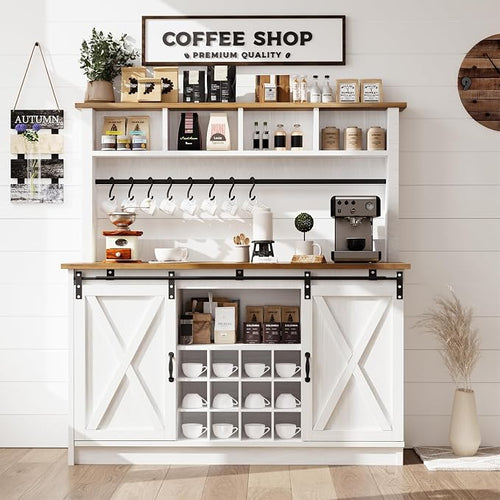 4ever2buy Farmhouse Coffee Bar Cabinet by 4ever2buy