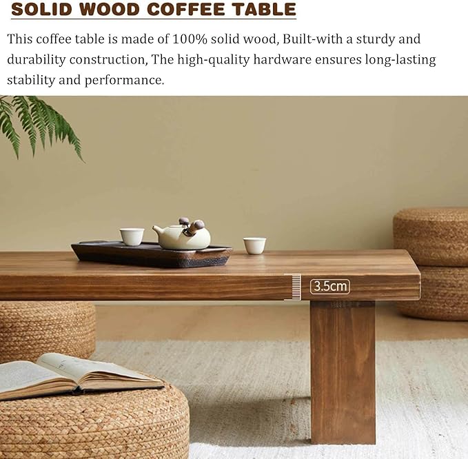 Japanese Solid Wood Coffee Table - Image 6