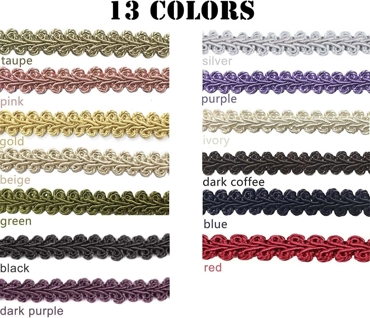 BEL AVENIR Braid Trim 1/2 inch 13.6 Yards French Gimp Basic Sewing Polyester DIY Crafts Costume Home Decorative (Ivory)