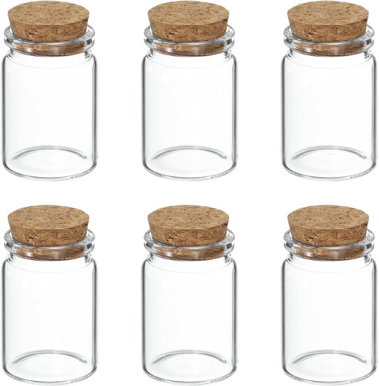 uxcell 6Pcs Mini Glass Bottles with Cork Stoppers, 30ml Small Clear Bottles Glass Empty Jars Vials for DIY Crafts Party Wedding Decor Favors