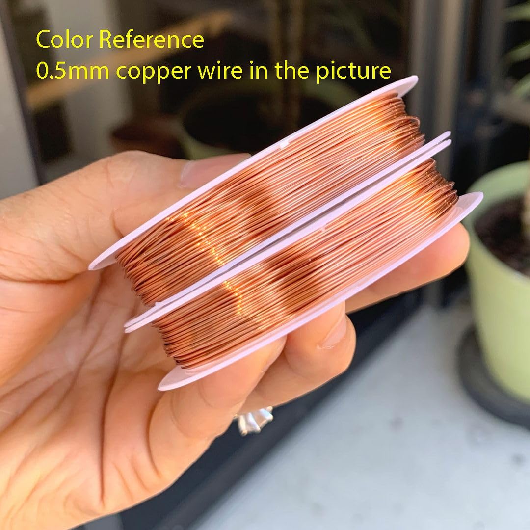 Adabele 124 Feet Premium Tarnish Resistant Round Bare Raw Jewelry Copper Wire Beading Wire Spool Bulk (0.6mm/22 Gauge) for DIY Craft Jewelry Making BF287-6