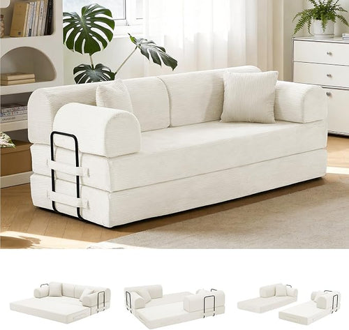 79'' Convertible Sofa Bed, 6 in 1 Folding Floor Futon Couch Sleeper by QQR