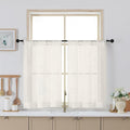 Chyhomenyc Ivory Semi Sheer Curtains 36 Inch Length, Light Filtering Faux Linen by Chyhomenyc