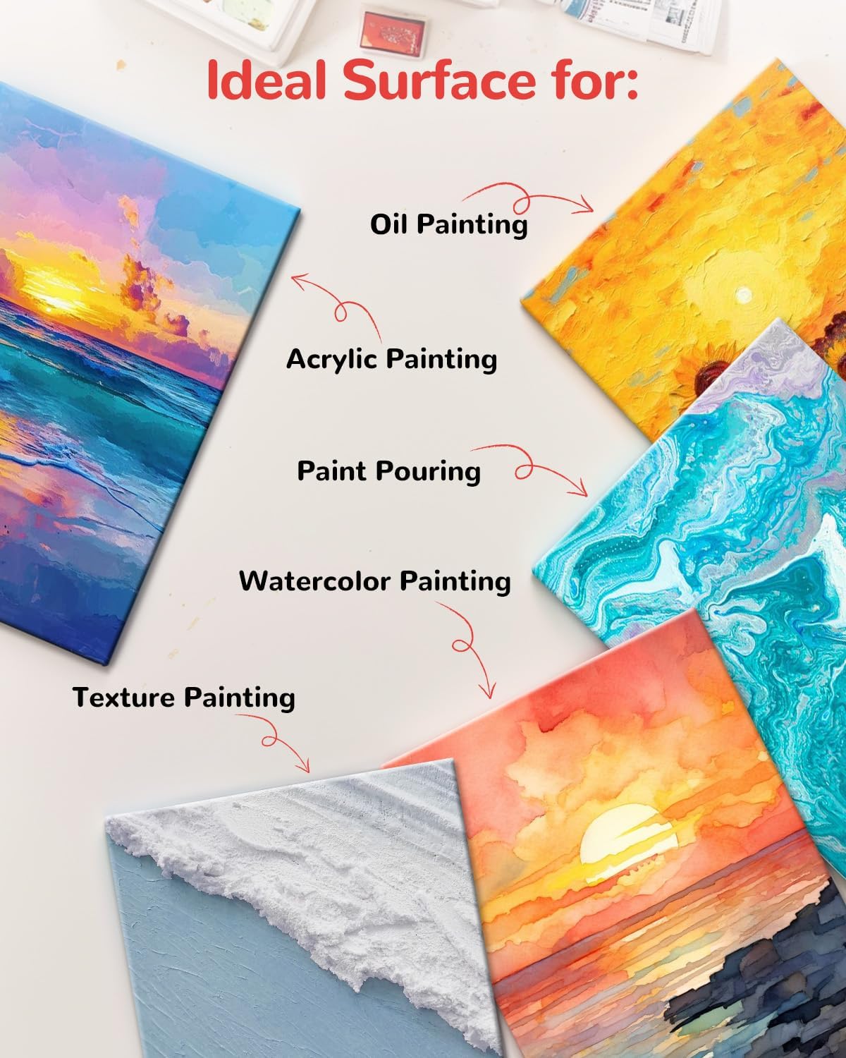 Canvas Boards for Painting 48 Pack, 8x10 Inch Painting Canvas Panels, 100% Cotton White Blank Art Supplies for Acrylics Oil Watercolor Tempera Paints