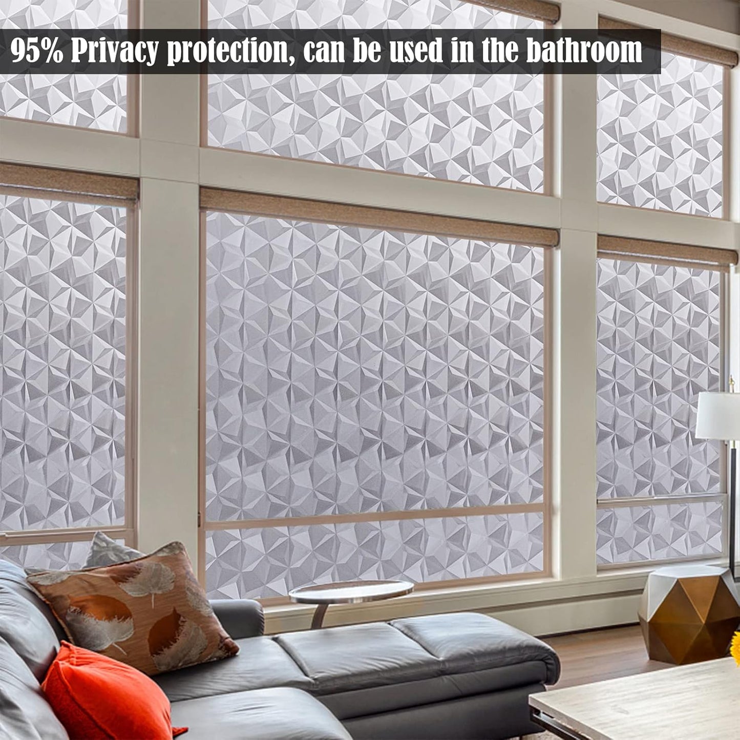 Niviy 3D No Glue Static Cling Window Films Privacy Cut Glass Window Sticker for Bathroom Office Kitchen Window Decor 23.6"x 118", Frosted