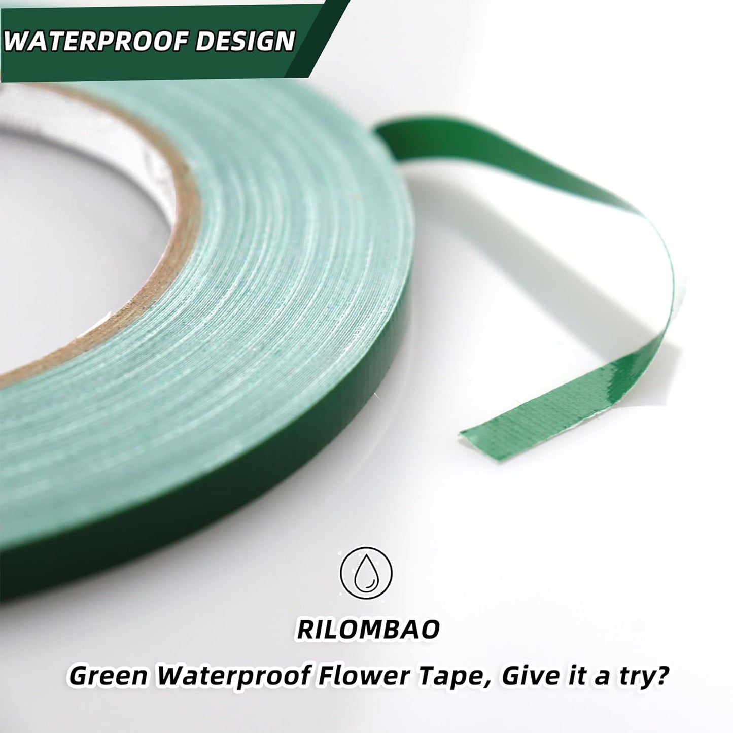 4 PCS Green Floral Tape, 0.25" Flower Stem Wrap Tapes, Waterproof Florist Tape - Multipurpose Adhesive Florist Tapes for Binding Fresh, Flower Bouquets and Floral Craft (98Ft/33Yd/Roll)