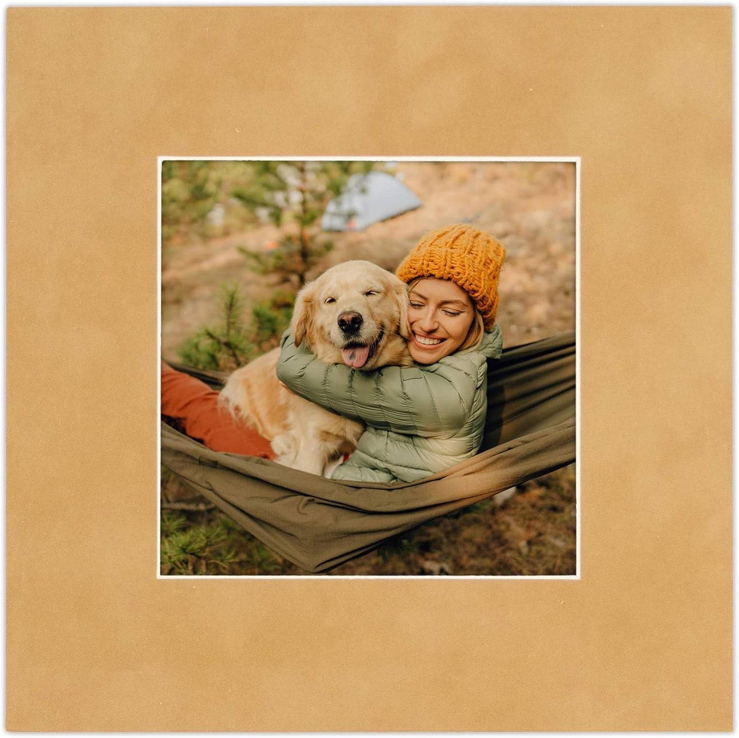 8x10 Mat Bevel Cut for 5x8 Photos - Acid Free Beige Suede Precut Matboard - For Pictures, Photos, Framing - 4-ply Thickness