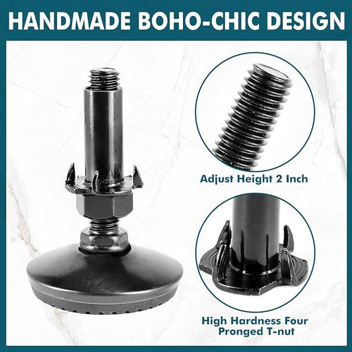 4 Set M10 Leveling Feet with 4-Pronged T Nut, Adjustable Leg Levelers Heavy - Image 2