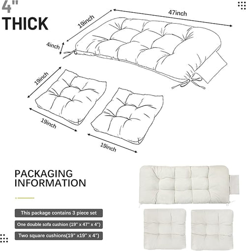 3 Pcs Wicker Chair Cushions Patio Loveseat Chaise Cushion Set - Image 2