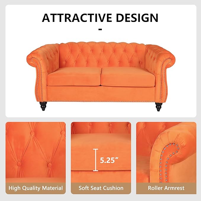 QHITTY 2 Piece Living Room Set, Sectional Chesterfield Sofa Chair Contemporary - Image 4