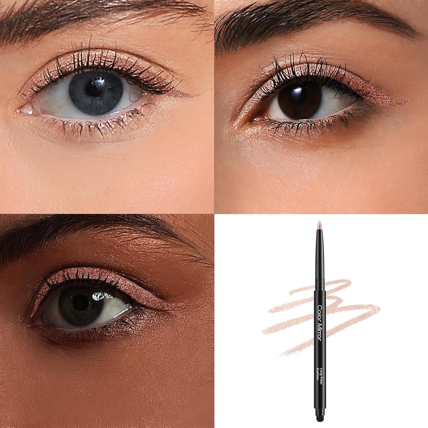 Smudge Proof Eyeliner, Waterproof Retractable Eye liner with Brush, Matte and Shimmer Eyeliner Pencil, Creamy Texture, Long lasting & Smooth(47 Baby Pink Shimmer)