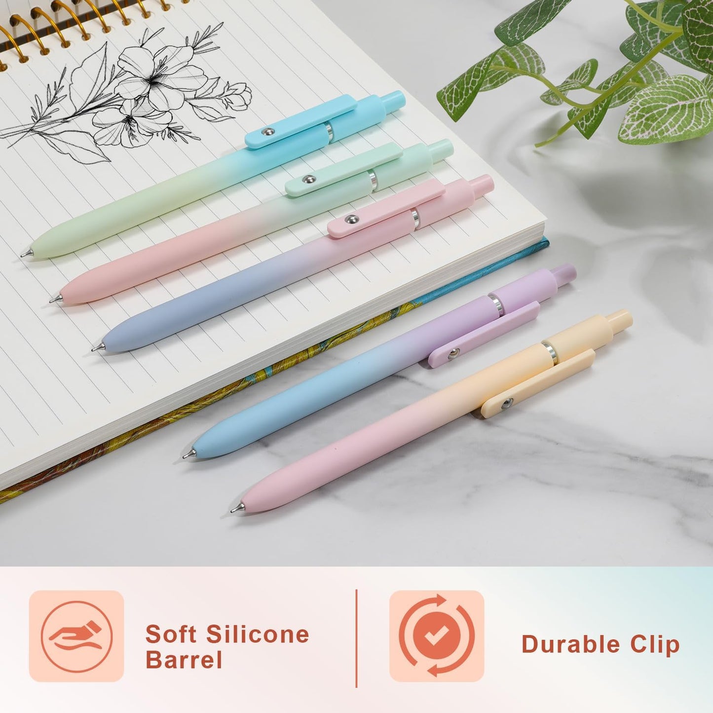FIOVER 10pcs Gel Pens Black Ink Medium Point 0.7mm Pens Smooth Writing High-End Series Cute Ballpoint for Journaling Note Taking, Office School Supplies Gifts for Women and Men