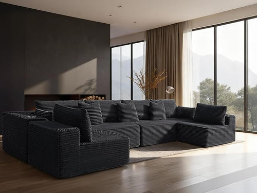 138" Cloud Sectional Couch, Comfort U Shaped Sofa by VYUXWO