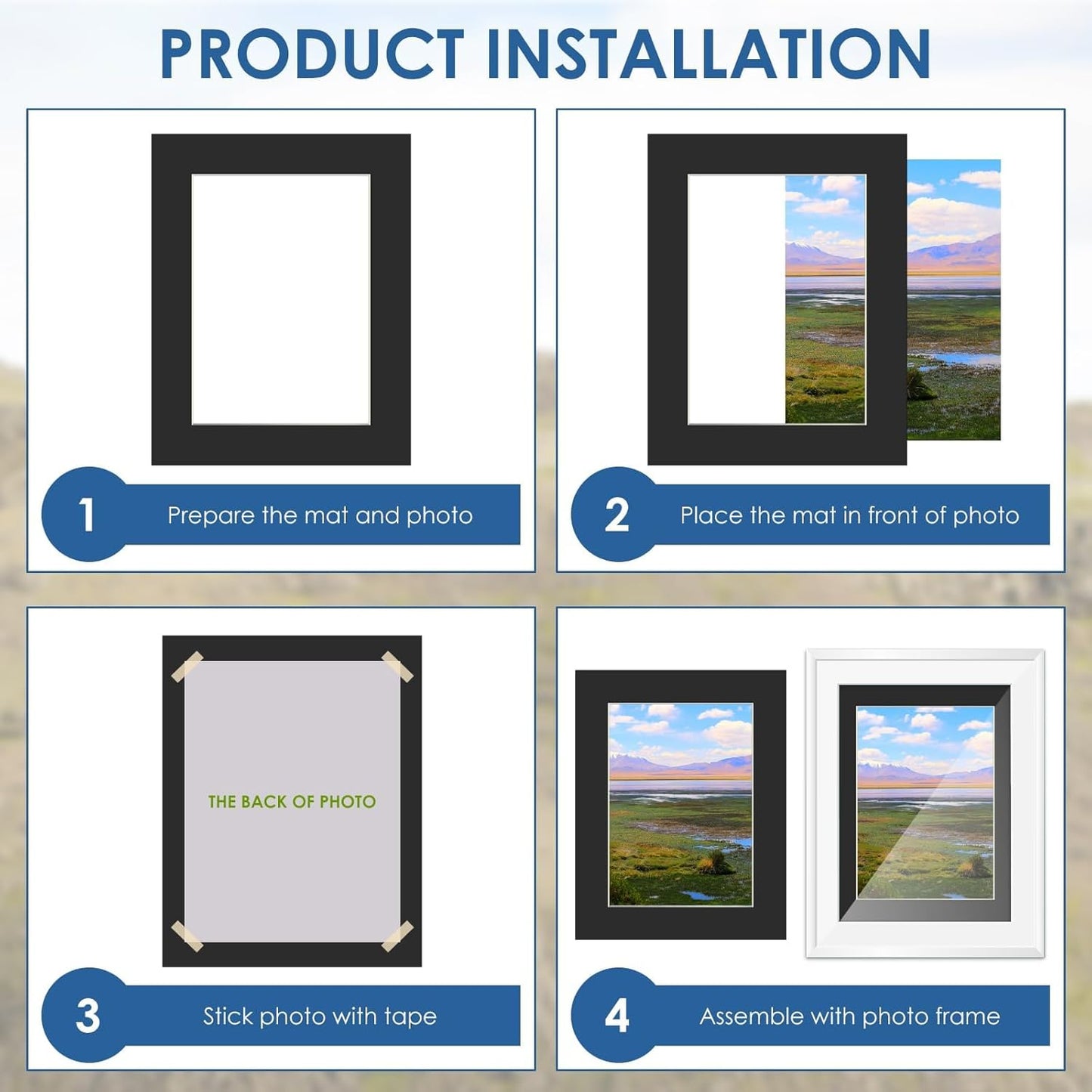 18 Pack Picture Mats, 8x10 for 6x8 Picture Frame Mats, Acid Free Core Bevel Cut Picture Frame Mattes for Photos Artworks Prints (Black)