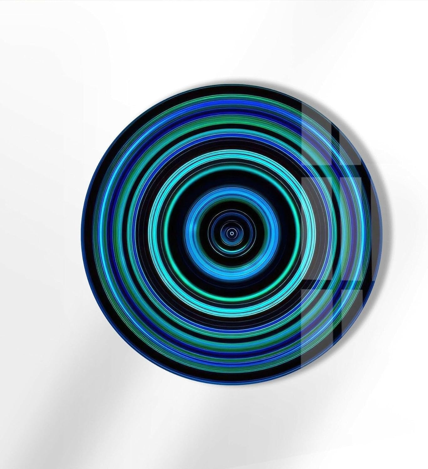 My Photostation.com 10''(25cm) Diameter Blue and Green Round Glass Wall Art Tempered Glass Printing Wall Decor Large Wall Art Wall Hangings