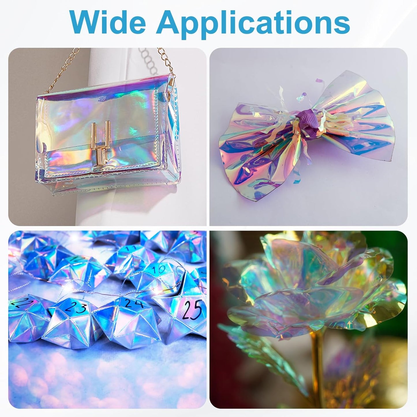 MECCANIXITY Iridescent Window Film,12" x 39" Iridescent Holographic PVC Fabric Dichroic Film Clear Vinyl Paper Roll for DIY Craft Gift Wrapping Bag Decoration,Orange