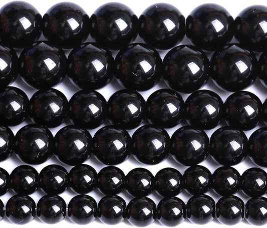 4MM Natural Black Agate Gemstone Beads Round Loose Stone Beads for Jewelry and Bracelets Making 180pcs 2 Strands 32"