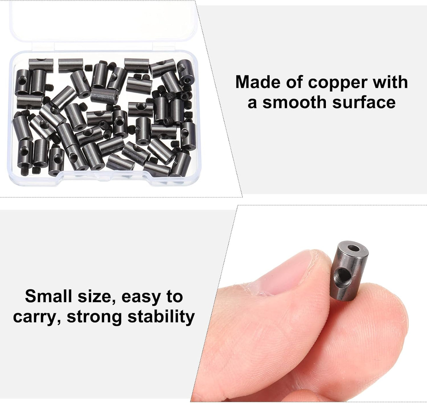 MECCANIXITY 40 Pcs Metal Locking Pin Backs, Locking Pin Keepers Clasp 9mm(H) with 4 Wrench Replacement in Storage Case for Badge, Brooch, Black Tone