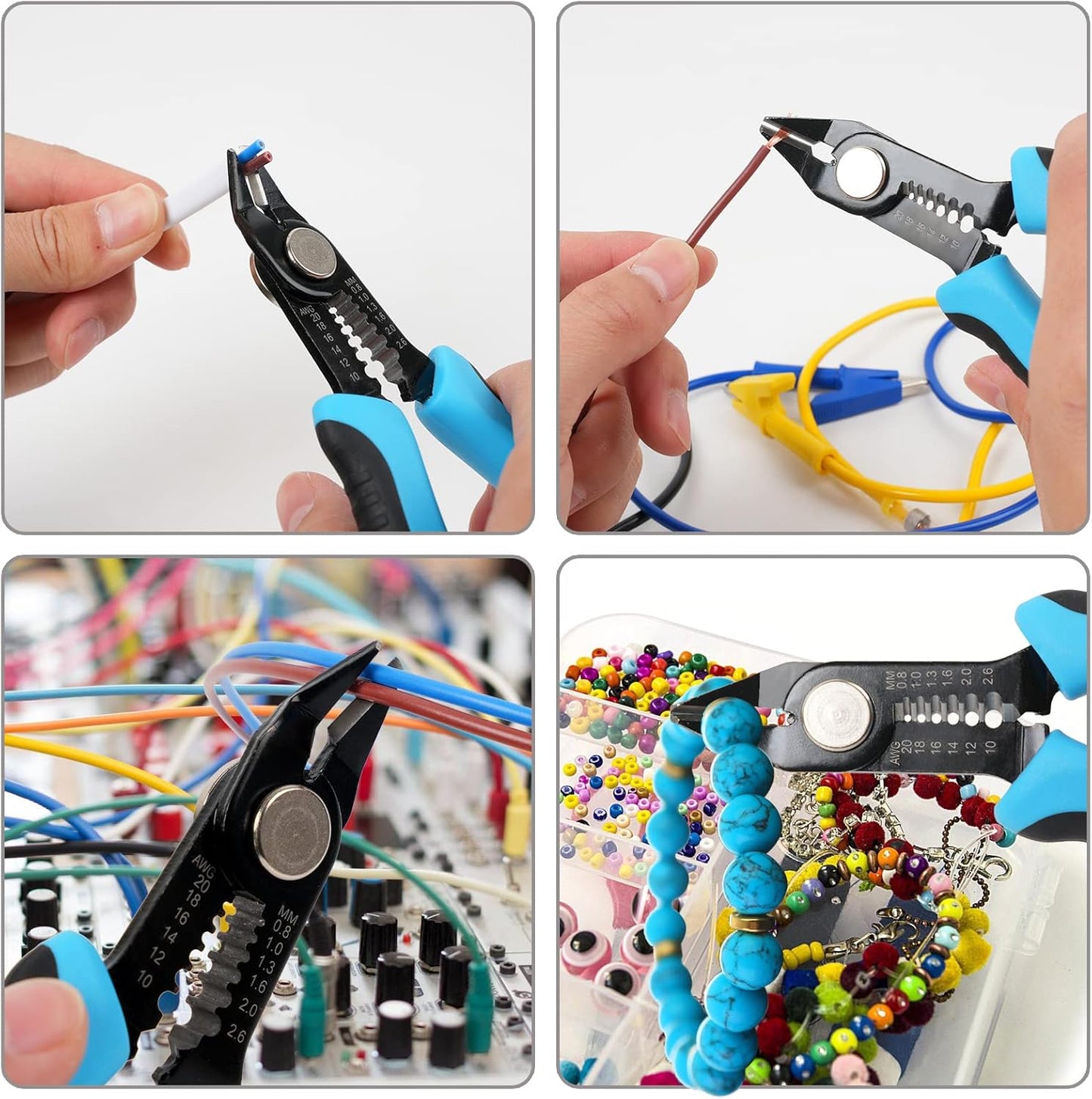 WGGE Wire Cutters Precision Flush Pliers with Supplementary Stripping, Cutting Pliers, Handy and Slim Diagonal Cutters, Ultra Sharp Wire Cutter, 10-20AWG wire stripper (6 inch)