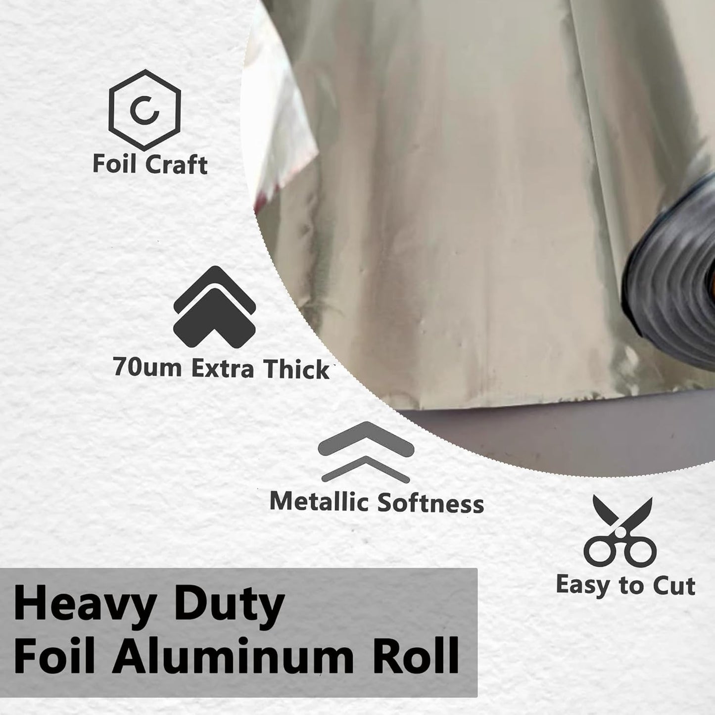 Foil Aluminum Roll Heavy Duty: Extra Thick Aluminum Foil Craft Engraving for Crafts, Tin Foil Aluminum Sheets for Painting Embossing, Craft Metal Foil Sheets 100um Thick (70umThick/23.6"W/66ft L)