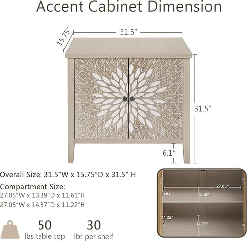 31" Modern Accent Cabinet with Storage, Storage Cabinet with 2 Carved Pattern - Image 2
