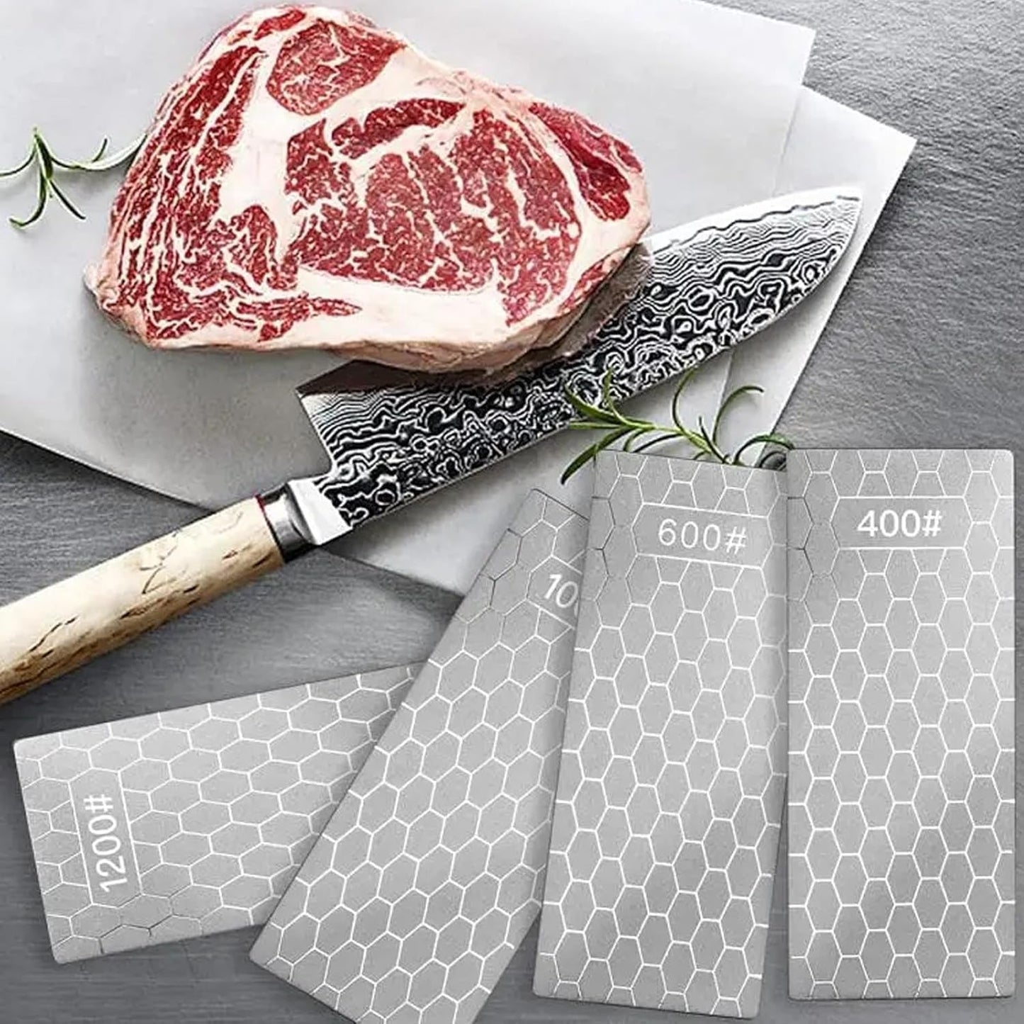 Diamond Sharpening Stone for 6 PCS Diamond Plate Honing Stone for Kitchen Sharpening Dull Knives Grindstone (SET-B)