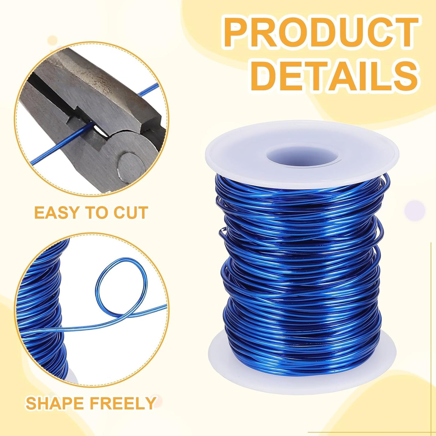 uxcell 16 Gauge / 1.5mm Anodized Aluminum Wire for Jewelry Craft Making, 102 Feet Bendable Flexible Wire for DIY Home Decor Gardening Sculpture, Dark Blue