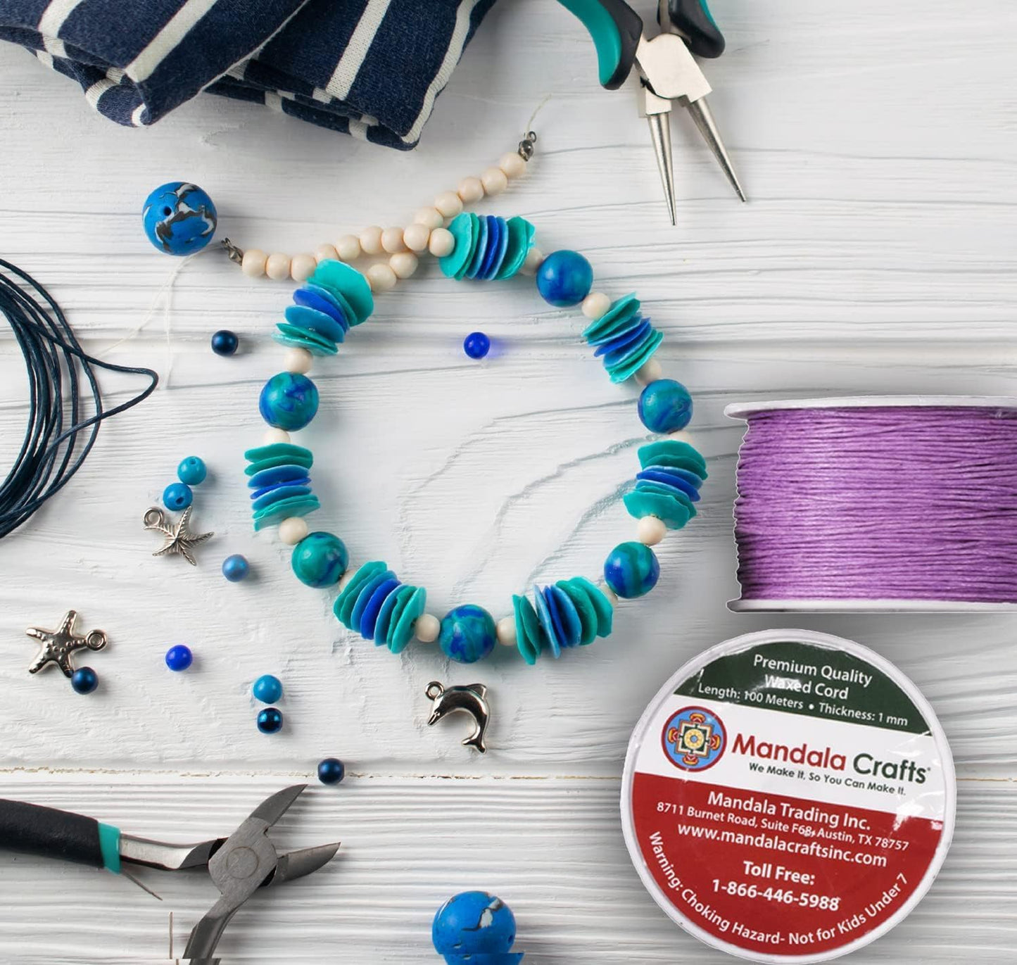 Mandala Crafts 1mm 109 Yards Ivory Cotton Waxed Cord for Jewelry Making Bracelet Cord Waxed String - Beading String Thread Jewelry Cords for Necklaces String