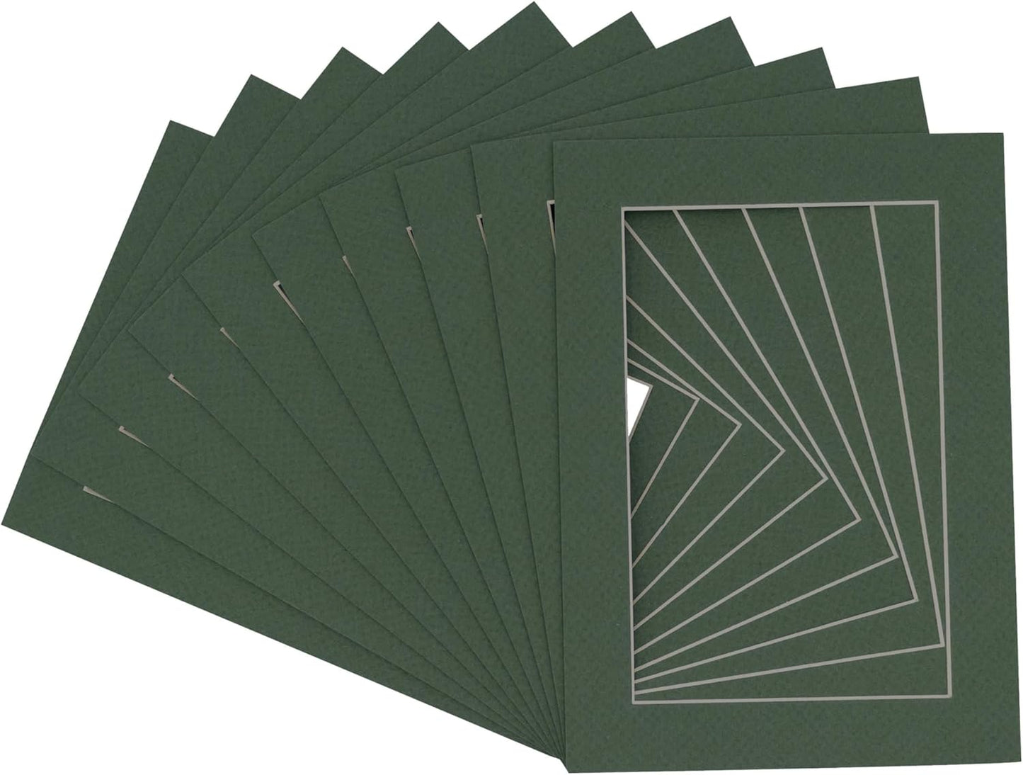 11x14 Mat for 8.5x11 Photo - Precut Hunter Green Picture Matboard for Frames Measuring 11 x 14 Inches - Bevel Cut Matte to Display Art Measuring 8.5 x 11 Inches - Acid Free Pack of TEN MATS