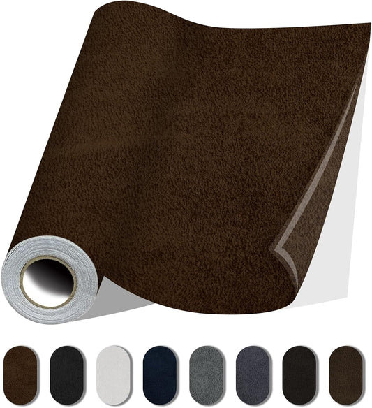 Fabric Repair Patches, Self-Adhesive Suede Patches Tape Durable, DIY Large Fabric Repair for Sofa, Couches, Furniture, Chair, Clothing （3.5X79 Inch, Brown）