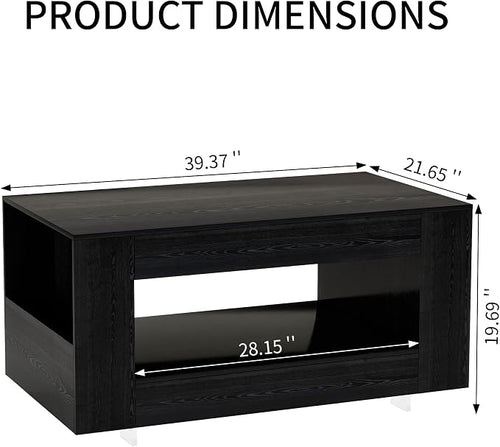 39" Wood Coffee Table for Living Room, Sides Storage - Image 2